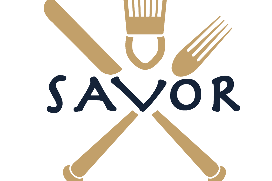 SAVOR 2025 logo with a knife and fork crossed over and a chef's hat in the middle with the words 